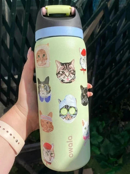Limited Edition Owala 32 oz FreeSip Catwala Bottle – Exclusive Cat Collage Design