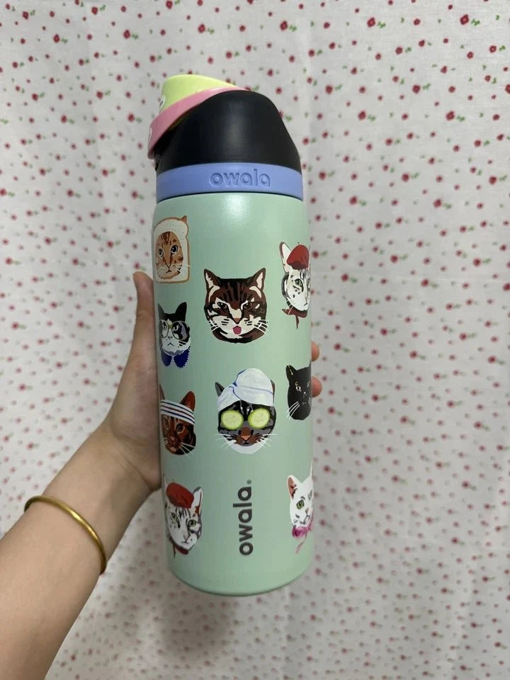 Limited Edition Owala 32 oz FreeSip Catwala Bottle – Exclusive Cat Collage Design