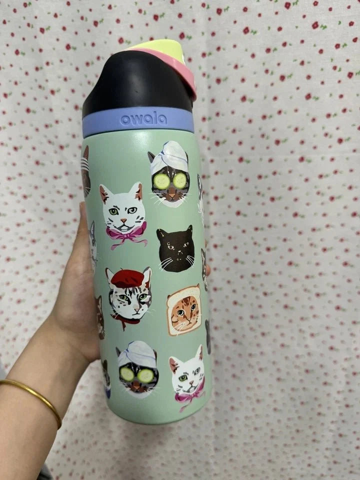 Limited Edition Owala 32 oz FreeSip Catwala Bottle – Exclusive Cat Collage Design