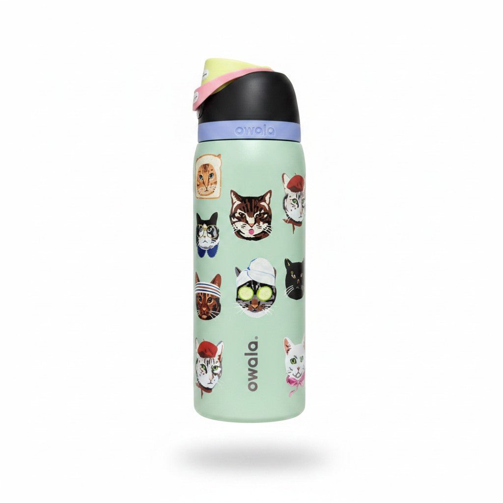 Limited Edition Owala 32 oz FreeSip Catwala Bottle – Exclusive Cat Collage Design