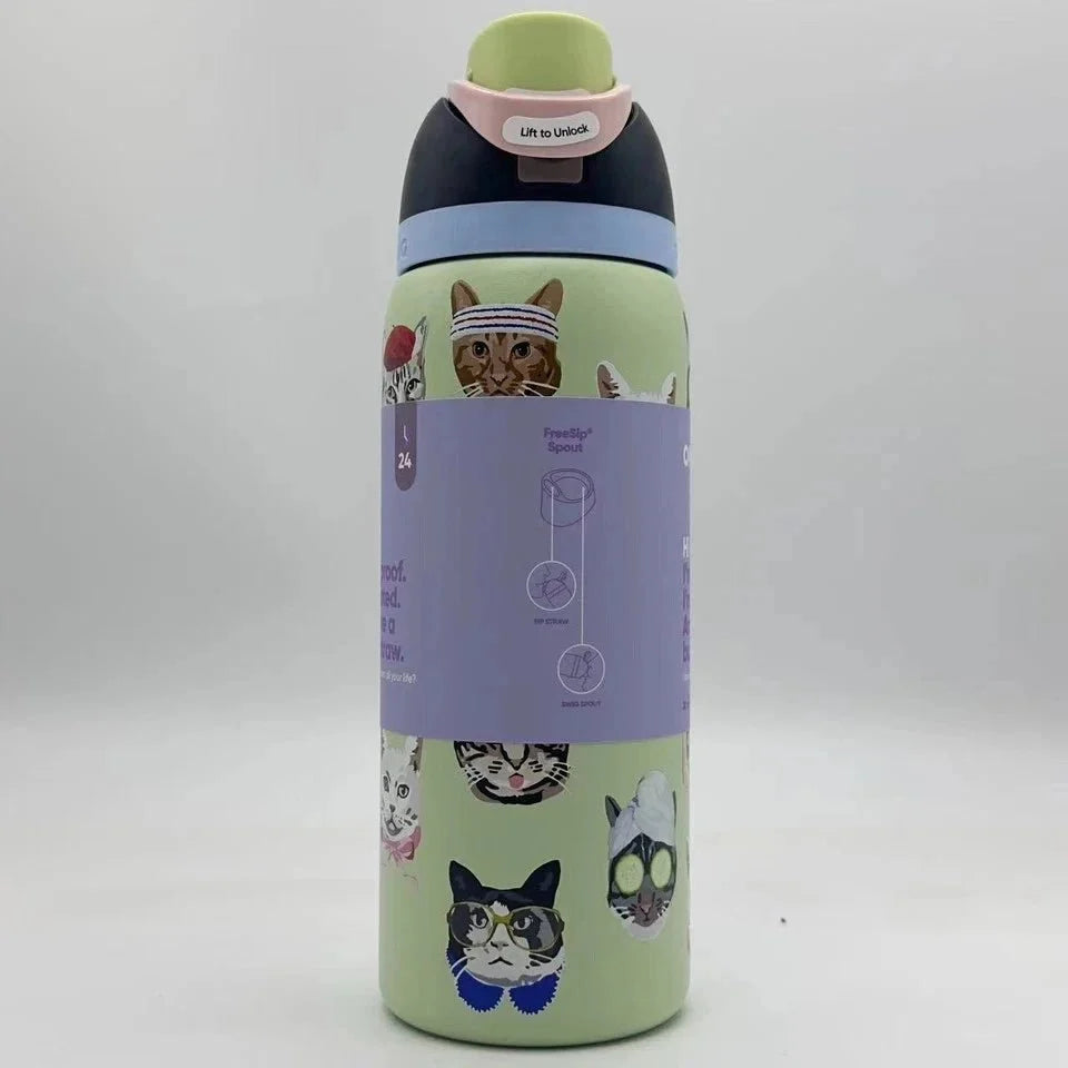 Limited Edition Owala 32 oz FreeSip Catwala Bottle – Exclusive Cat Collage Design