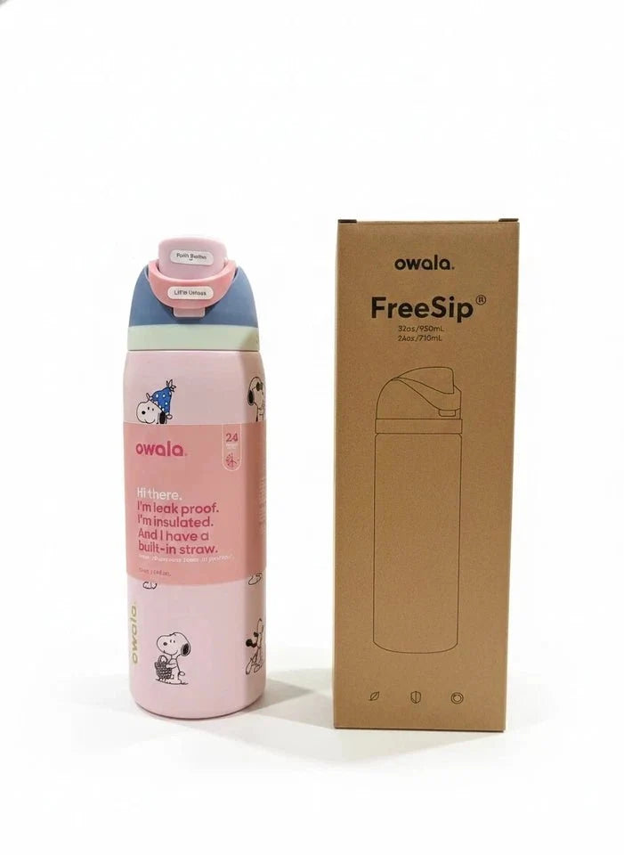 Snoopy Owala 32 oz Stainless Steel Water Bottle – Cherry Pink Exclusive Edition
