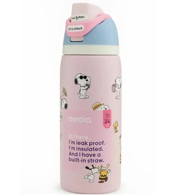 Snoopy Owala 32 oz Stainless Steel Water Bottle – Cherry Pink Exclusive Edition