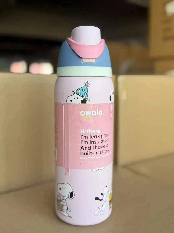 Snoopy Owala 32 oz Stainless Steel Water Bottle – Cherry Pink Exclusive Edition