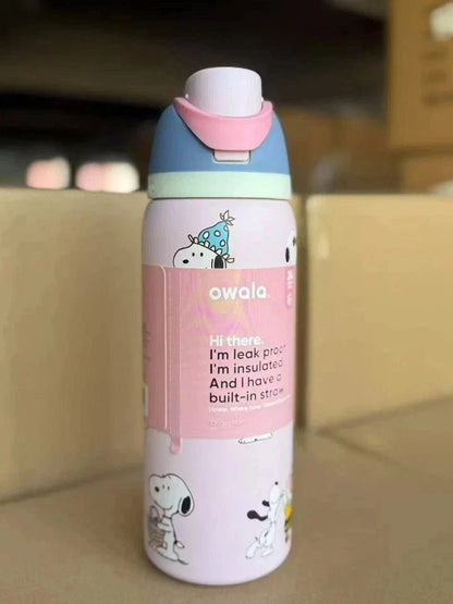 Snoopy Owala 32 oz Stainless Steel Water Bottle – Cherry Pink Exclusive Edition