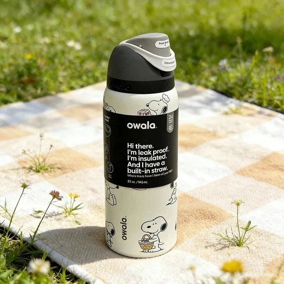 Snoopy x Owala 32oz White Stainless Steel Water Bottle – Exclusive Edition