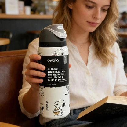 Snoopy x Owala 32oz White Stainless Steel Water Bottle – Exclusive Edition
