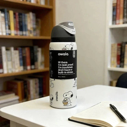 Snoopy x Owala 32oz White Stainless Steel Water Bottle – Exclusive Edition