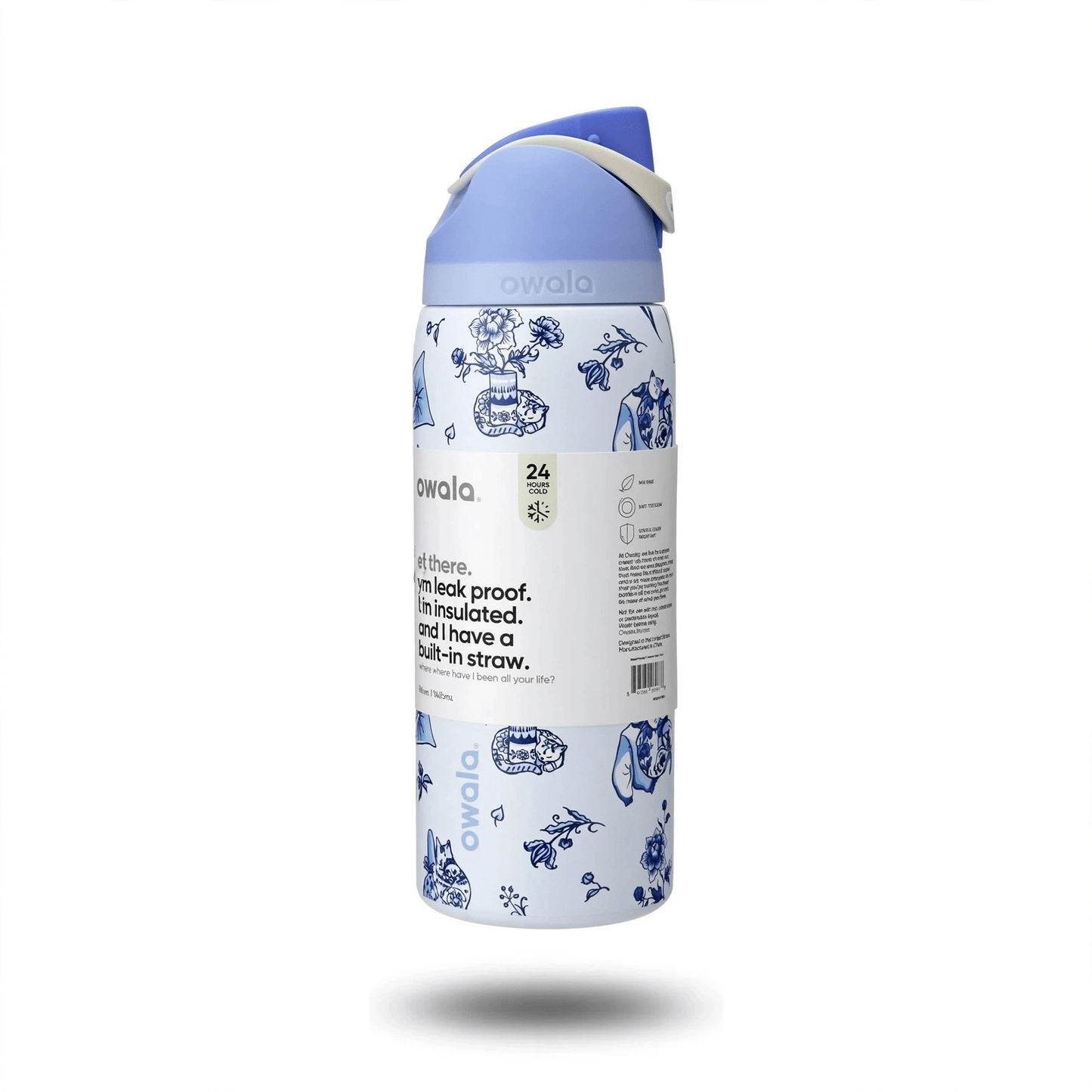 Owala FreeSip 32 oz Stainless Steel Water Bottle – Delft Cats Limited Edition