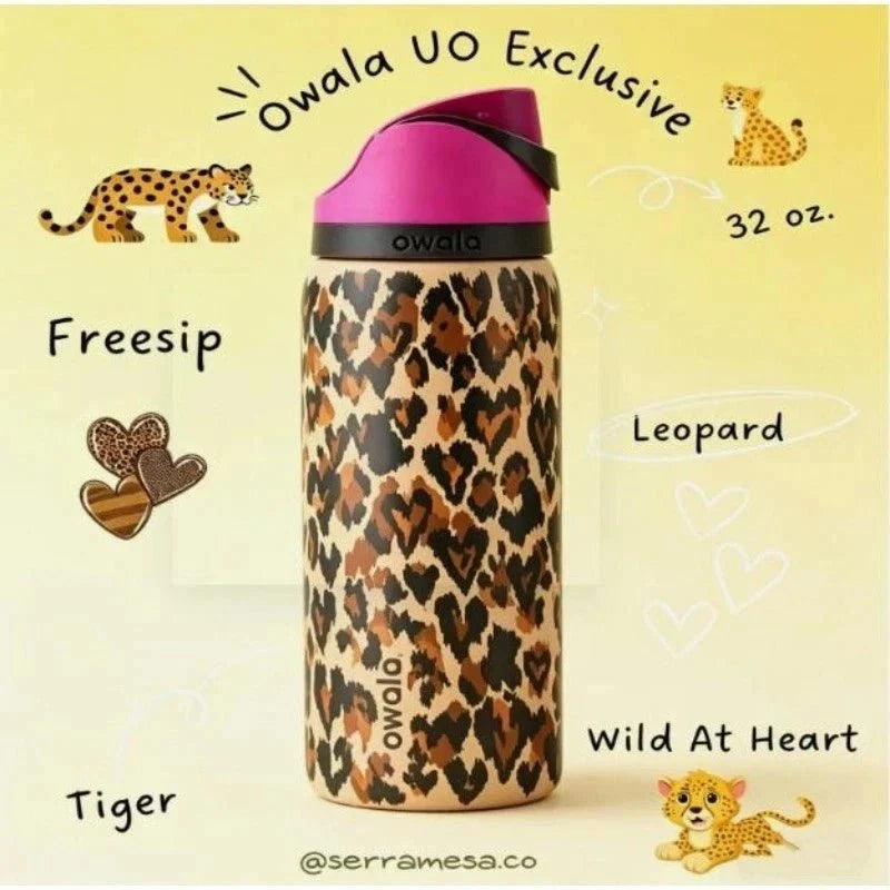 Owala FreeSip 32 oz Water Bottle – Wild At Heart UO Cheetah Leopard Print