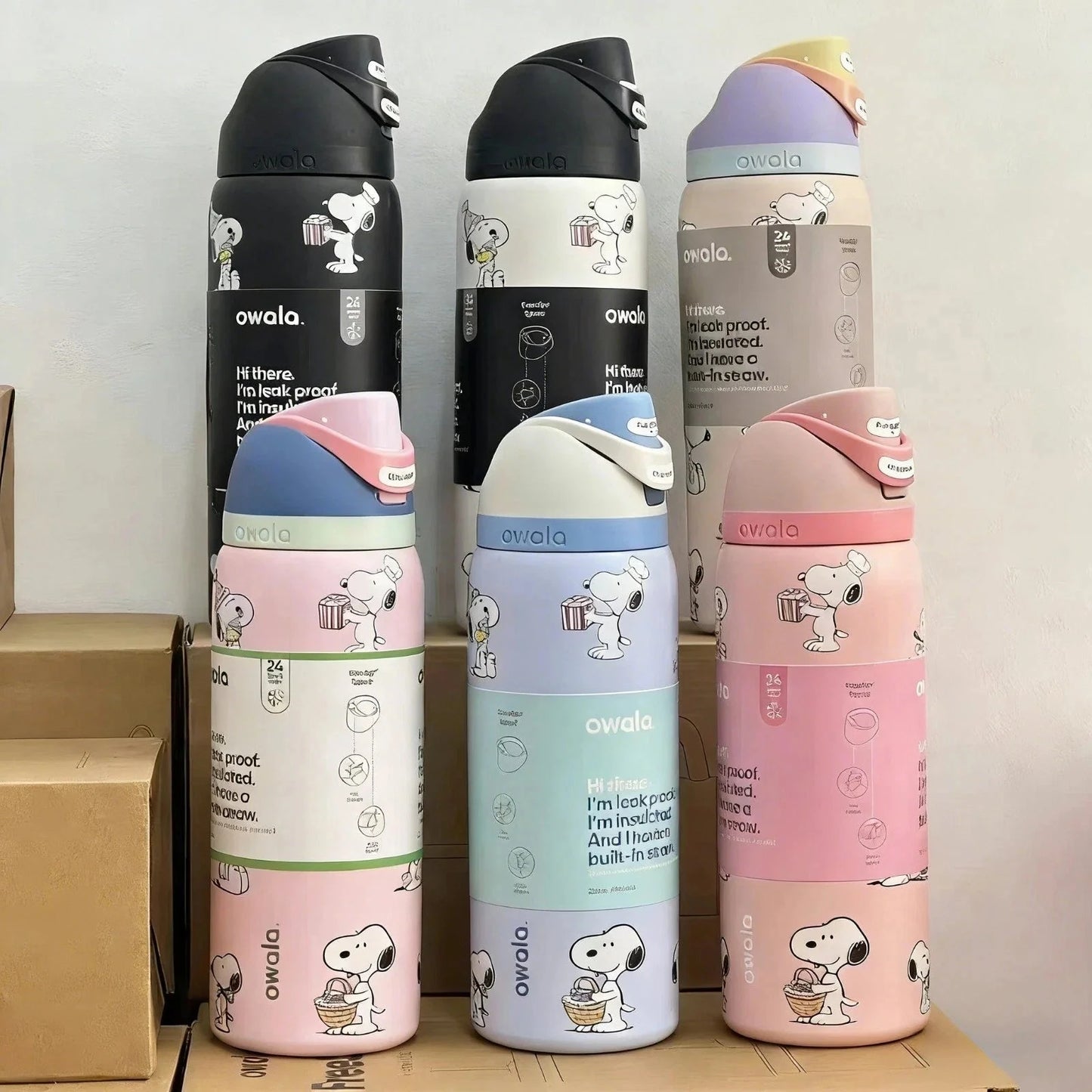 Owala x Snoopy 32 oz Stainless Steel Insulated Water Bottle Collection
