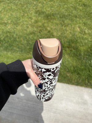 Owala Cowgirl Core Special Edition 24oz FreeSip Water Bottle – Cow Brown Animal Print